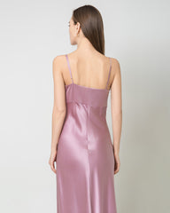 Solid Color Silk Satin Slip Long Dress Mauve