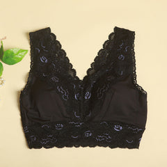 Sports Lace Breathable Silk Bra Black