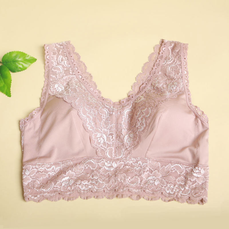 Sports Lace Breathable Silk Bra Pink