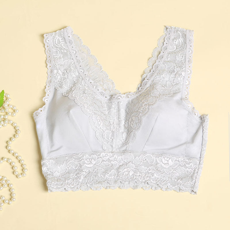 Sports Lace Breathable Silk Bra White