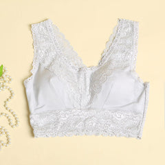 Sports Lace Breathable Silk Bra White