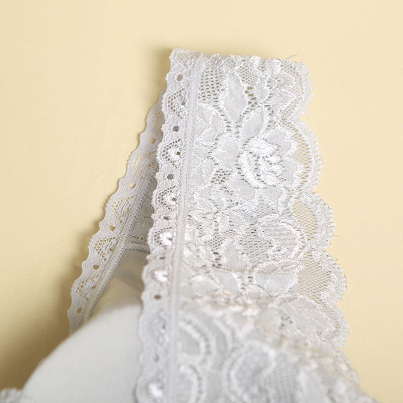 Sports Lace Breathable Silk Bra White