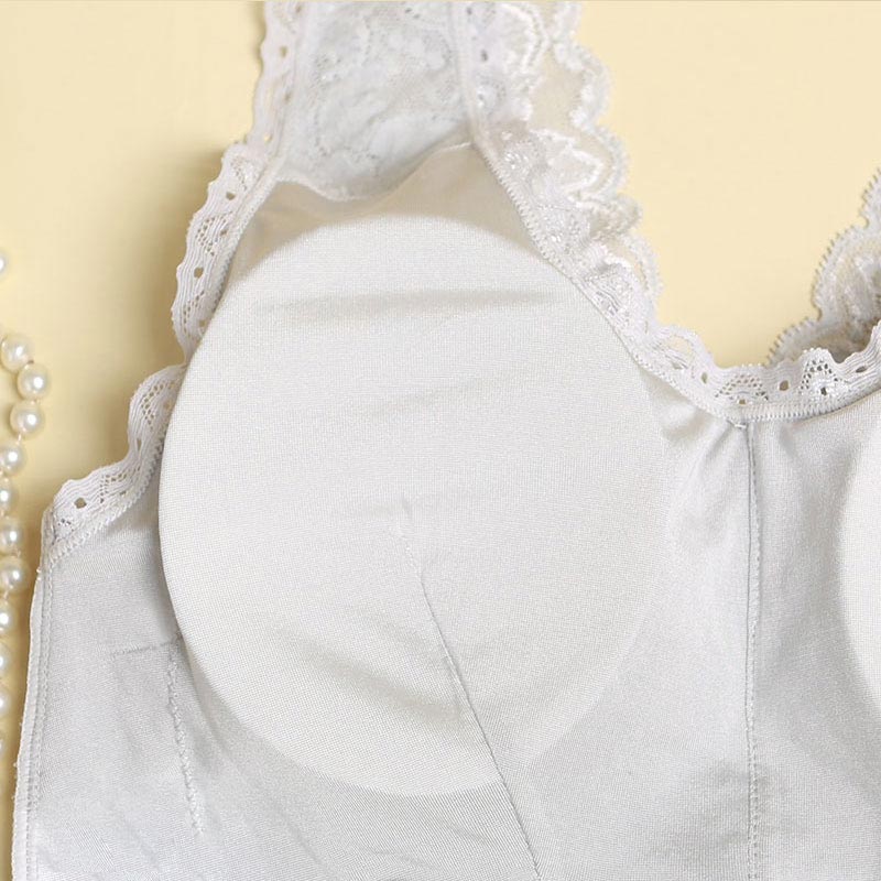 Sports Lace Breathable Silk Bra White