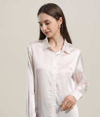 Stripe Silk Blouse for Women Pink