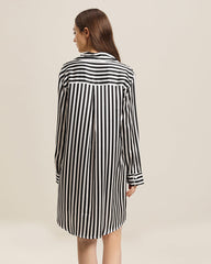 Stripe Silk Nightshirt Sleepwear Black