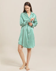 Stripe Silk Nightshirt Sleepwear Green