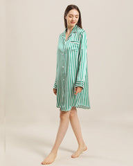 Stripe Silk Nightshirt Sleepwear Green