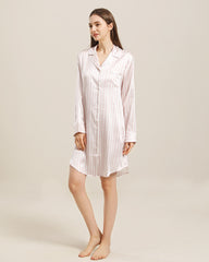 Stripe Silk Nightshirt Sleepwear Pink