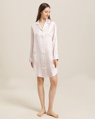 Stripe Silk Nightshirt Sleepwear Pink