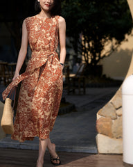 Terracotta Paisley Print Silk Dress