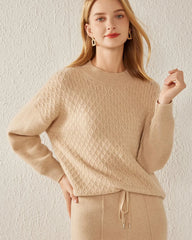 Textured Knit Pattern Cashmere Sweater