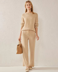 Textured Knit Pattern Cashmere Sweater