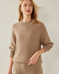 Textured Knit Pattern Cashmere Sweater