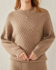 Textured Knit Pattern Cashmere Sweater