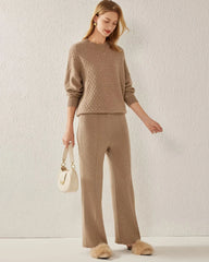 Textured Knit Pattern Cashmere Sweater