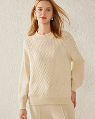 Textured Knit Pattern Cashmere Sweater