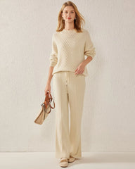Textured Knit Pattern Cashmere Sweater