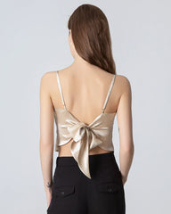 Tie Back Square Neck Silk Camisole Champagne