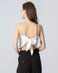 Tie Back Square Neck Silk Camisole White