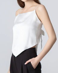 Tie Back Square Neck Silk Camisole White
