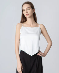 Tie Back Square Neck Silk Camisole White