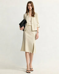 Triacetate A-Line Midi Skirt with Silk Lining