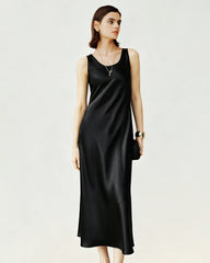 Triacetate Bias Cut Sleeveless Maxi Dress