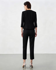 Triacetate Collarless V Neck Blazer