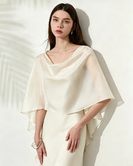 Triacetate Dress with Silk Chiffon Shawl