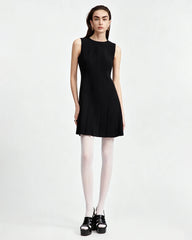 Triacetate Pleated Flare Mini Dress