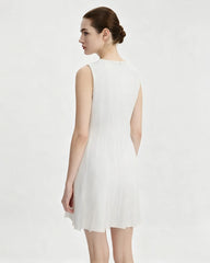 Triacetate Pleated Flare Mini Dress