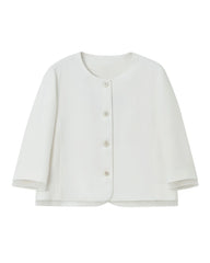 Triacetate Sheer Silk Trim Cropped Blazer