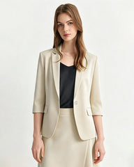 Triacetate Silk Lined Cropped Sleeve Blazer