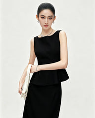 Triacetate Silk Lined Peplum Tank Top