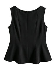 Triacetate Silk Lined Peplum Tank Top