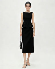 Triacetate Silk Lined Peplum Tank Top