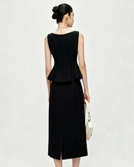 Triacetate Silk Lined Peplum Tank Top