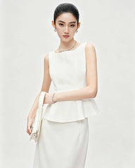 Triacetate Silk Lined Peplum Tank Top