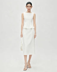 Triacetate Silk Lined Peplum Tank Top