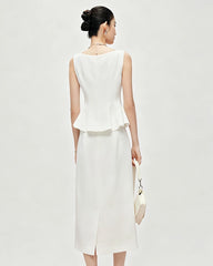 Triacetate Silk Lined Peplum Tank Top