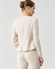 Triacetate Silk Lined Sculpting Peplum Jacket