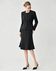Triacetate Silk Lined Sculpting Peplum Jacket