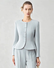 Triacetate Silk Lined Sculpting Peplum Jacket