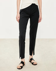 Triacetate Slim Ankle Pants with Front Slit