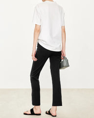 Triacetate Slim Ankle Pants with Front Slit