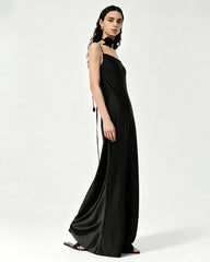 Triacetate Strap Maxi Slip Dress with Silk Lining