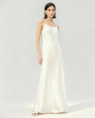 Triacetate Strap Maxi Slip Dress with Silk Lining