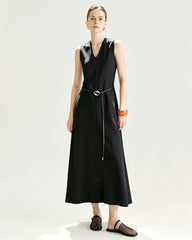 Triacetate V Neck A Line Maxi Dress with Silk Lining