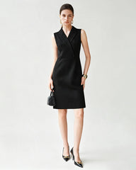 Triacetate V-Neck Blazer Dress with Silk Lining