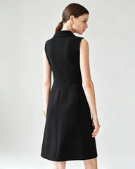 Triacetate V-Neck Blazer Dress with Silk Lining